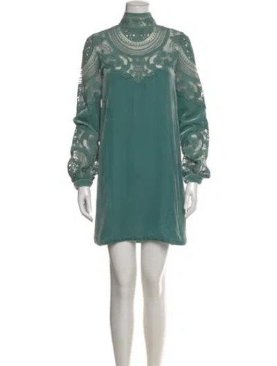 Pre-owned Costarellos Silk Mini Dress In Green