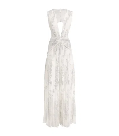 Costarellos Silk-blend Floral Amalia Maxi Dress In White