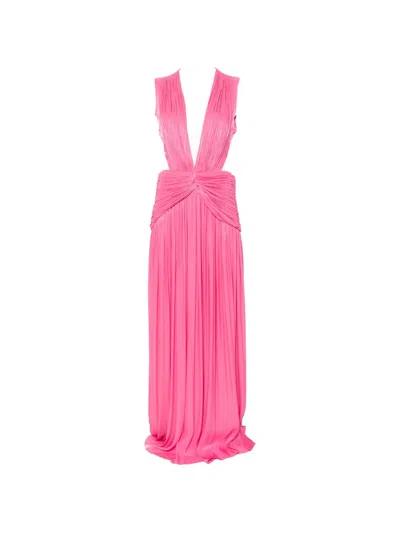 Costarellos Silla Cutout-detail V-neck Maxi Dress In Pink