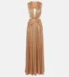 Costarellos Silla Cutout Gathered Gown In Gold