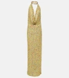 Costarellos Simona Sequined Mesh Gown In Multicoloured