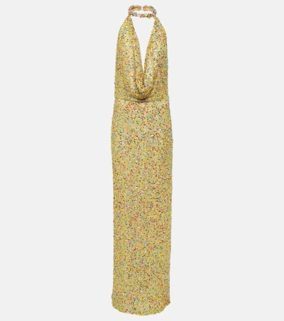 Costarellos Simona Sequined Mesh Gown In Multicoloured