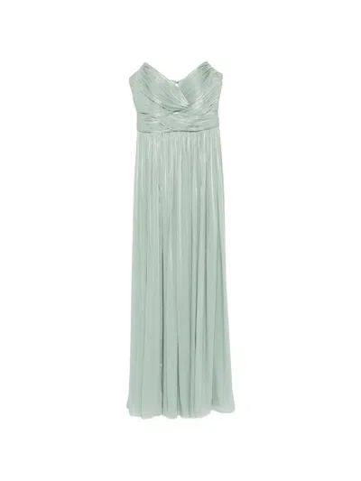 Costarellos Sireen Pleated Maxi Dress In Green