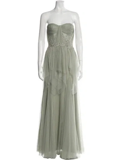 Pre-owned Costarellos Strapless Long Dress W/ Tags In Green