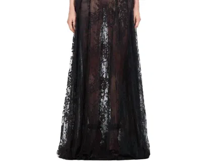 Costarellos Talitha Lace Patchwork Gown In Black In Brown