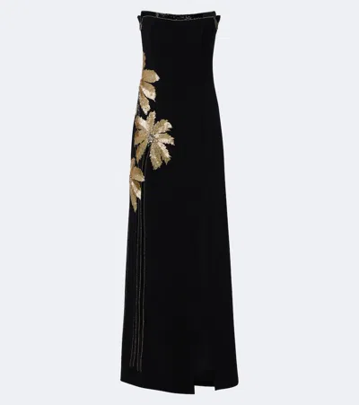 Costarellos Terrin Embellished Crêpe Gown In Black