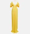Costarellos Thalia Lurex Georgette Cutout Gown In Canary Yellow