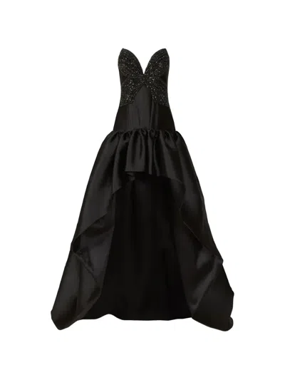 Costarellos Thara Crystal-appliqué High-low Asymmetric Dress In Black