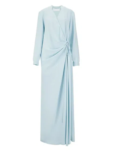 Costarellos Tie-front Maxi Dress In Blue