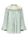 Costarellos Timea Crystal-embellished Blouse In Green