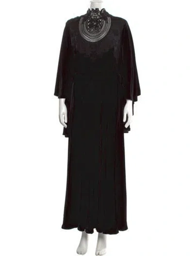 Pre-owned Costarellos Turtleneck Long Dress In Black