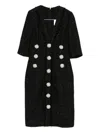 Costarellos V-neck Embellished-button Midi Dress In Black