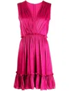 Costarellos V-neck Flared Minidress In Purple