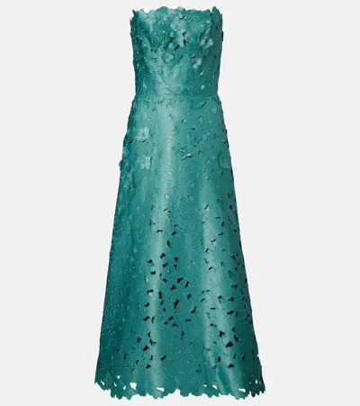 Costarellos Vella Guipure Lace Maxi Dress In Green
