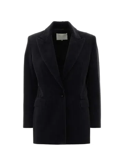 Costarellos Velvet Single-breasted Coat In Black