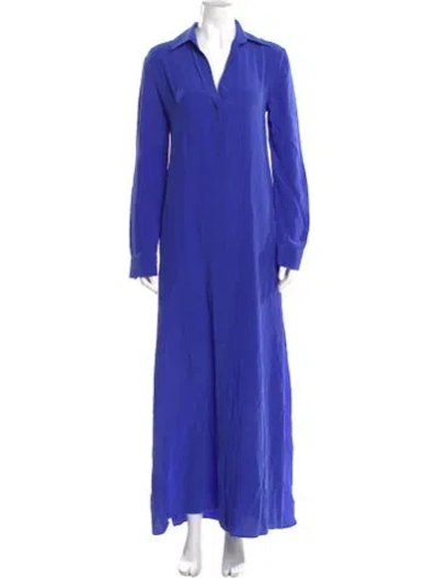 Pre-owned Costarellos V-neck Long Dress In Blue