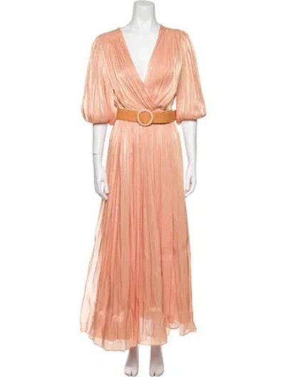 Pre-owned Costarellos V-neck Long Dress In Orange