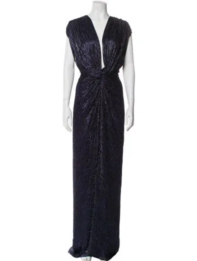 Pre-owned Costarellos V-neck Long Dress W/ Tags In Blue