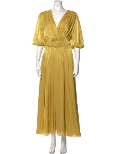 Pre-owned Costarellos V-neck Long Dress W/ Tags In Yellow