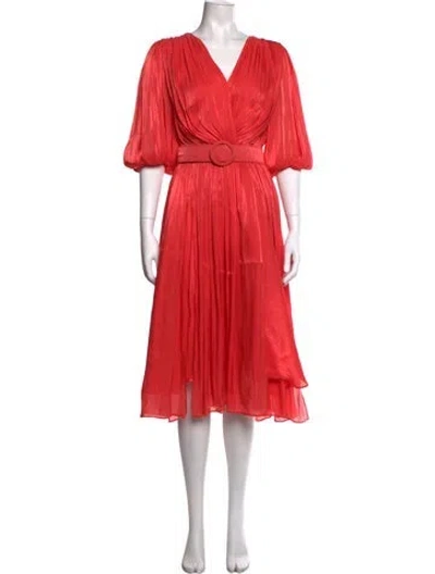 Pre-owned Costarellos V-neck Midi Length Dress In Pink