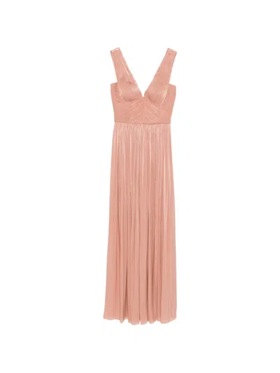 Costarellos V-neck Pleated Maxi Dress In Multi