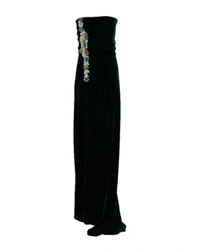 Costarellos Woman Maxi Dress Dark Green Size 4 Rayon, Silk, Pes In Black