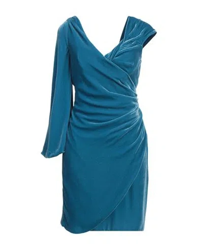 Costarellos Woman Mini Dress Azure Size 6 Rayon, Silk In Blue