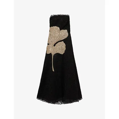 Costarellos Womens Black Hallis Crystal Woven Midi Dress