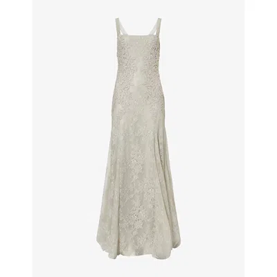 Costarellos Womens Grey Elysia Lace Square-neck Woven Gown In Gray