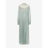Costarellos Womens Mint Ellima Plissé Woven Gown In Green