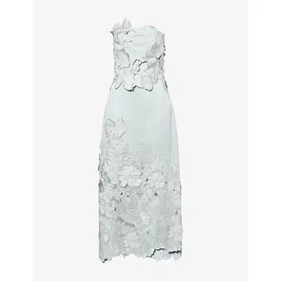 Costarellos Womens Nikola Strapless Woven Midi Dress Pale Mint