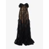 Costarellos Womens Black Rosaline Bodice Lace Gown In Black
