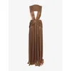 Costarellos Womens Bronze Silla Plunge-neckline Woven Gown In Brown