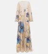 Costarellos Yesenia Embroidered Tulle And Lace Gown In Blue Flowers