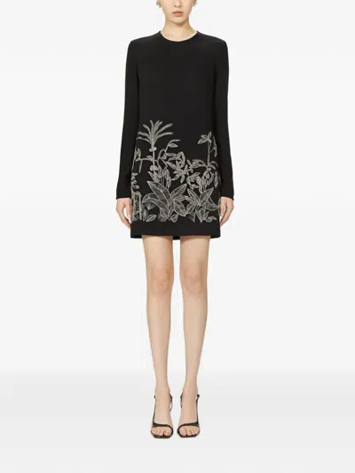 Costarellos Zani Beaded Round-neck Mini Dress In Black