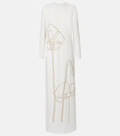 Costarellos Zarie Embellished Crêpe Gown In White