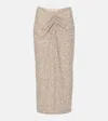Costarellos Zuri Ruched Sequined Midi Skirt In Gold