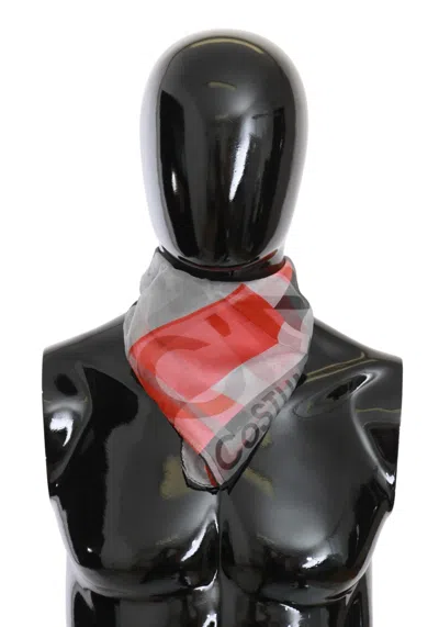 Costume National 100% Silk Branded Scarf For Women In Gray