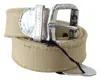 Costume National Beige Cotton Rustic Logo Buckle Belt In Green