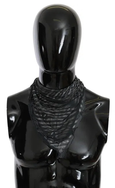 Costume National Black Gray Viscose Foulard Women Scarf