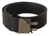 Costume National Black Leather Silver Buckle Waist Belt In Black