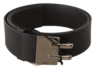 Costume National Black Leather Silver Buckle Waist Women's Belt