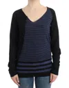 Costume National Striped V-neck Women's Sweater In Black