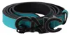Costume National Blue Green Leather Logo Silver Buckle Belt In Black
