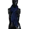 Costume National Blue Silk Shawl Foulard Fringes Scarf In Blue