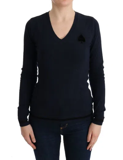 Costume National Blue V-neck Viscose Women's Sweater