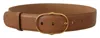 Costume National Brown Leather Gold Metal Oval Buckle Belt In Brown