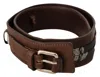 Costume National Brown Leather Silver Buckle Women's Belt In Brown