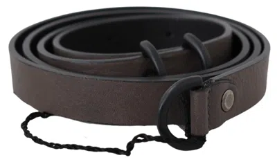 Costume National Brown Leather Skinny Round Buckle Women's Belt