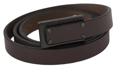 Costume National Brown Leather Tactical Logo Screw Buckle Women's Belt